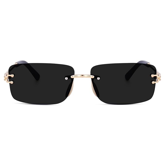 Cubics Square Framless Black Sunglasses