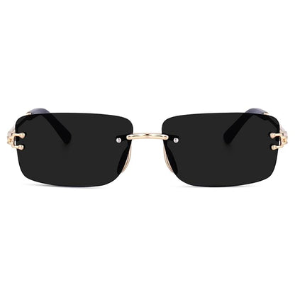 Cubics Square Framless Black Sunglasses