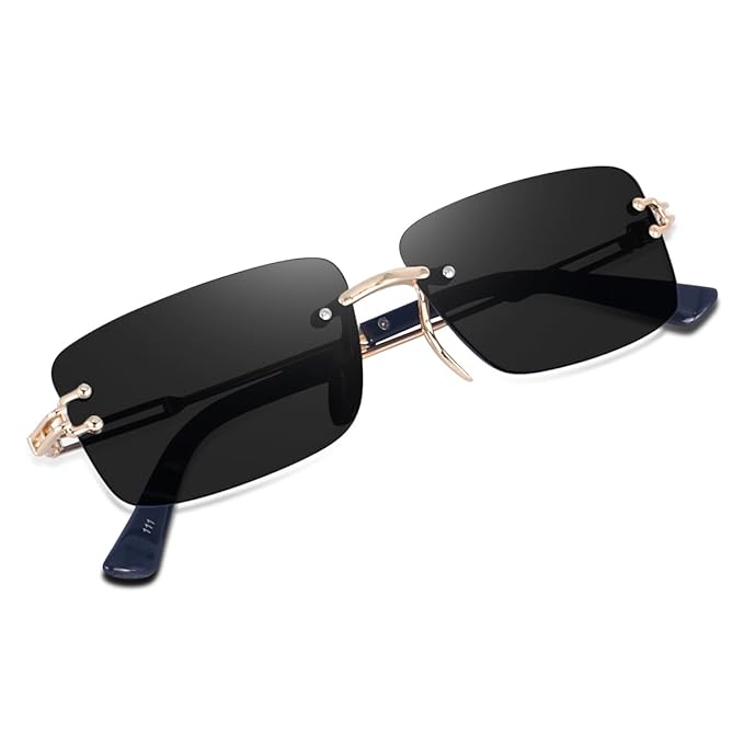Cubics Square Framless Black Sunglasses