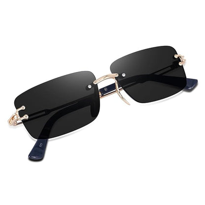 Cubics Square Framless Black Sunglasses