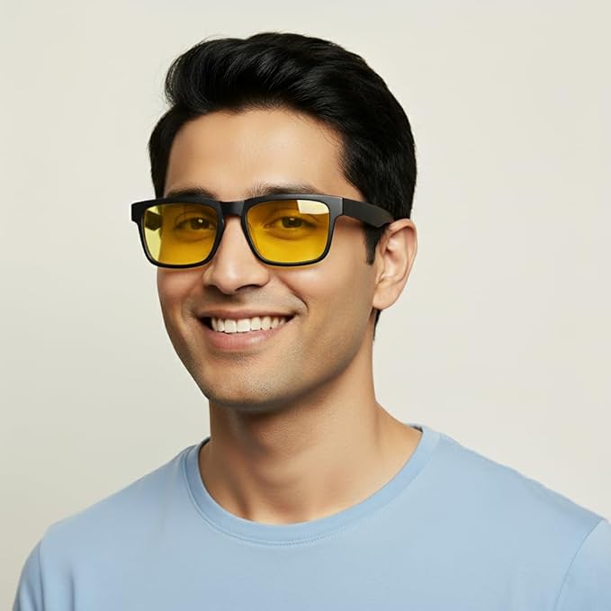 Cubics Square NIght Drive Yellow Sunglasses