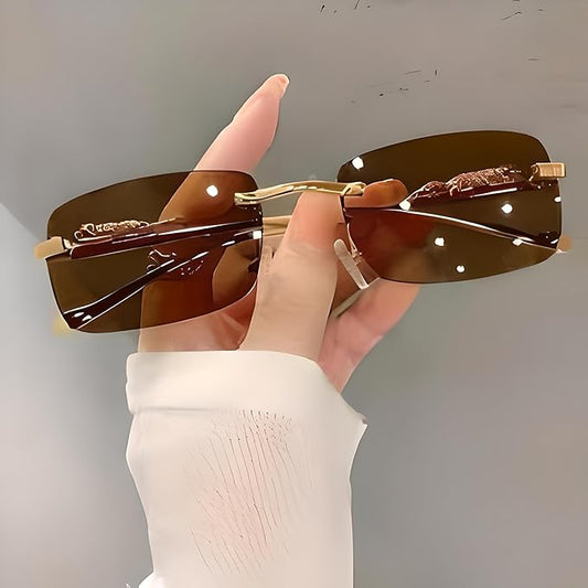 Cubics Frameless Brown Sunglasses