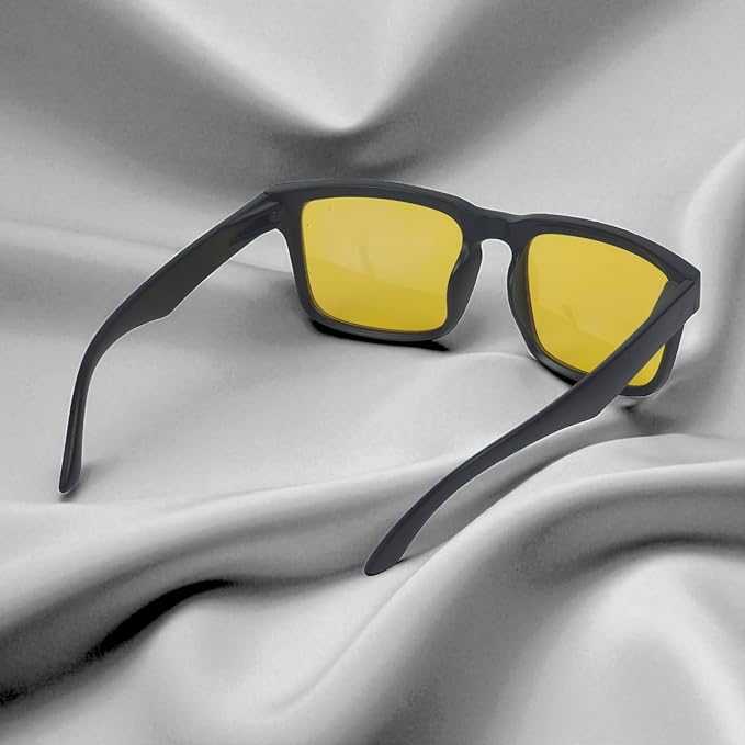 Cubics Square NIght Drive Yellow Sunglasses