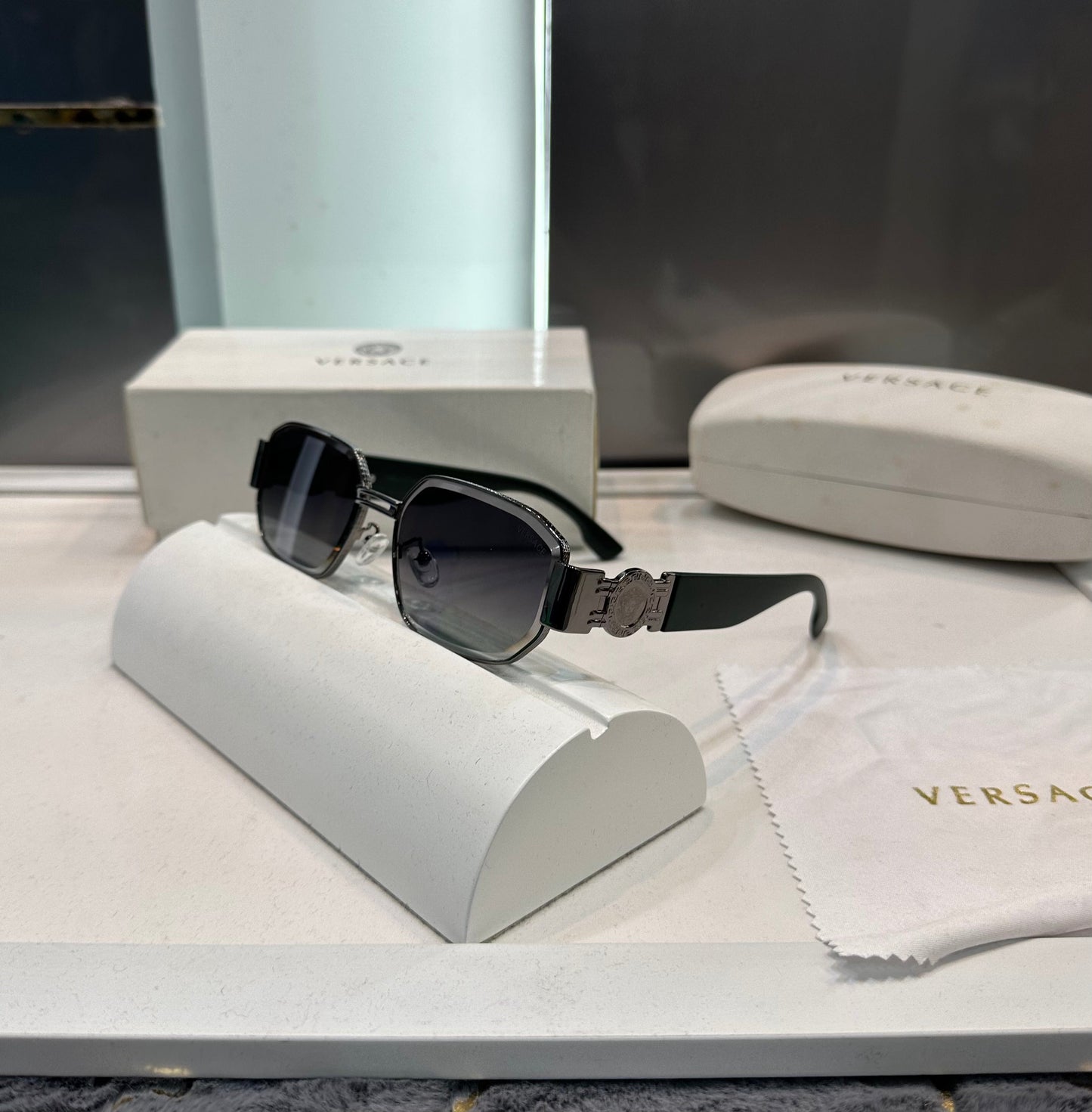 Versac e Black Green 3541 Ultimate Luxury Shade With Original Packaging